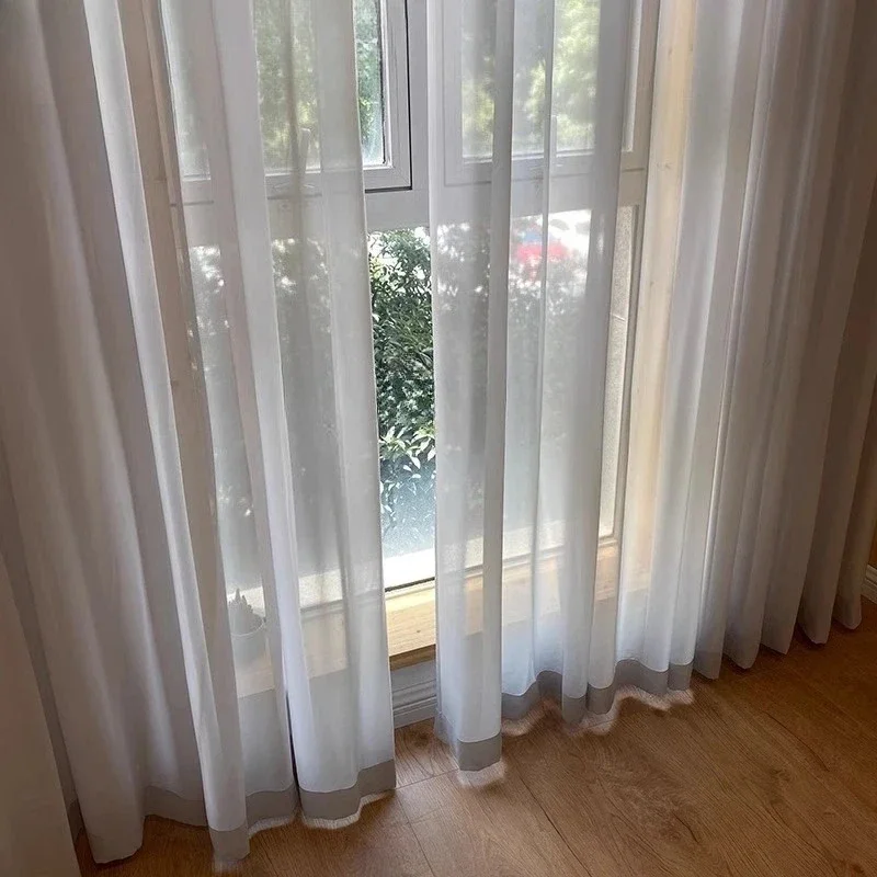 

Custom Size Fashion Luxury European Curtains for Living Room Bedroom Scratch-proof Droop Window Screen Modern White Tulle