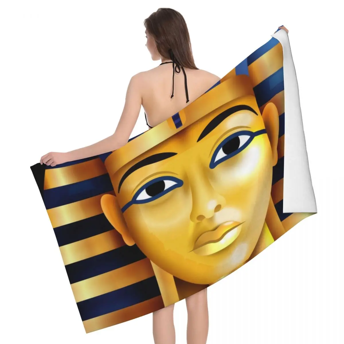 Custom Ancient Egypt Pharaoh King Tut Beach Bath Towel Microfiber Egyptian Shower Sports Yoga Towels