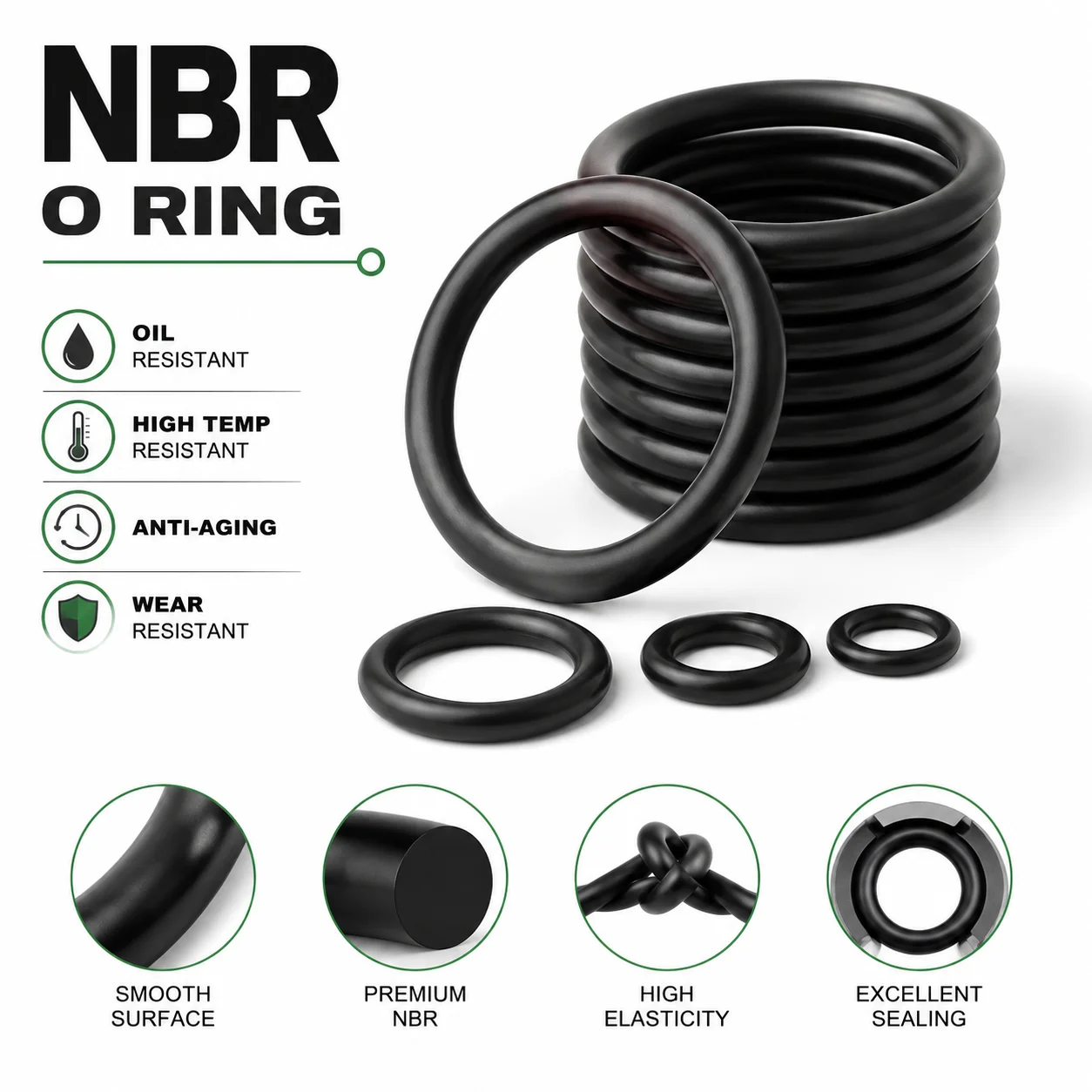 800 Pieces of Universal Set of Water Pipe and Oil Circuit Seals, Nitrile Rubber O-ring CS1-4mm, Outer Diameter 3-27mm