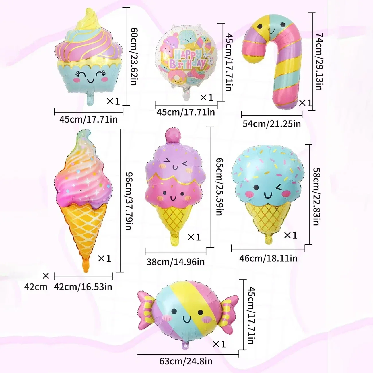 Bunte Sommer-Bonbon- und Eiscreme-Themenballons Rosa Geburtstags-Prinzessinnen-Schokoladen-Donut-Folienballons-Set – Detail 2