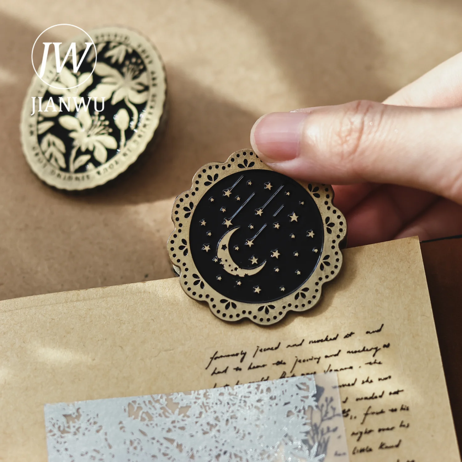 JIANWU Vintage Flower Landscape Metal Clip Material Collage Storage Folder Creative DIY Journal Student Supplies Stationery