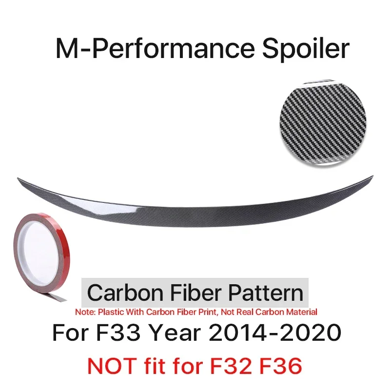 Kofferbak Spoiler Bumper Lip Voor BMW 4-serie F32 F33 F36 Koolstofvezel PSM M4 MP Stijl Vleugel Staart Kit 2014-2020 Glanzend Zwart