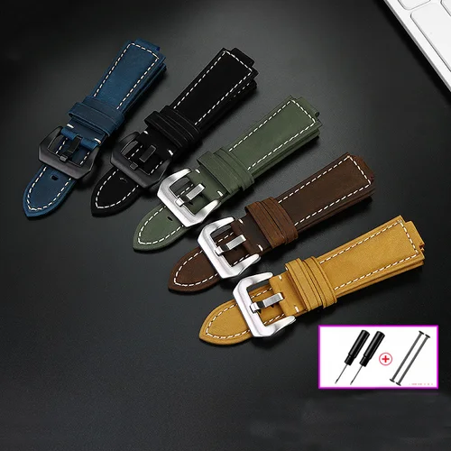 Imagen 2 del producto Genuine Leather Watch Strap 24*16mm For timex Tide T2n739 T2n720 T2n721 T45601 T2p141 Series watchband Men's Watch Accessories
