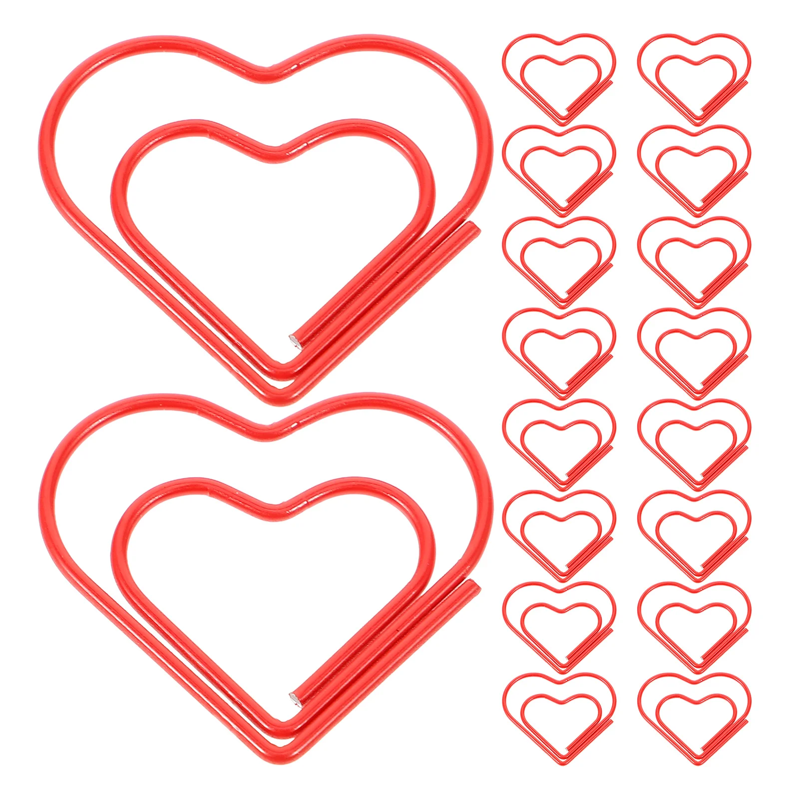 100pcs Paperclip Love Heart Paper Clips Marking Bookmark Pin Stationery Office Accessories(Red) red heart paperclips