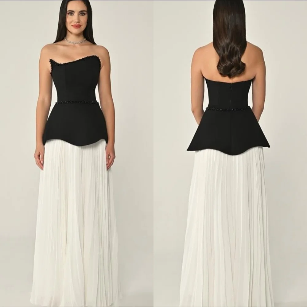 

Customized Fashion Matching Jersey Rhinestone Pleat Draped A-line Strapless Long Dresses Bespoke Occasion Dresses Chinese Style