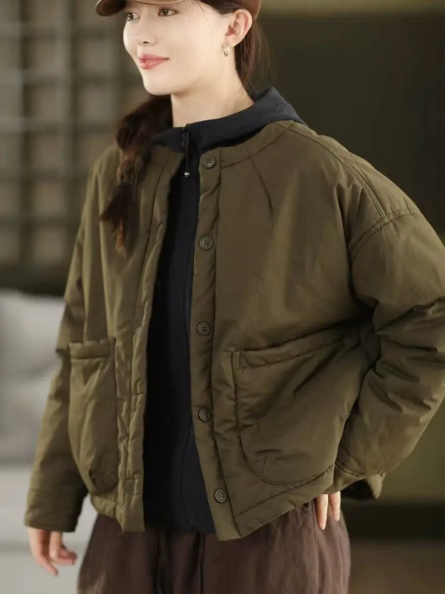 

Женское зимнее теплое свободное пальто из хлопка в стиле ретро с большими кетами, длинное свековое круглое Ne с застежкой на одной пуговице