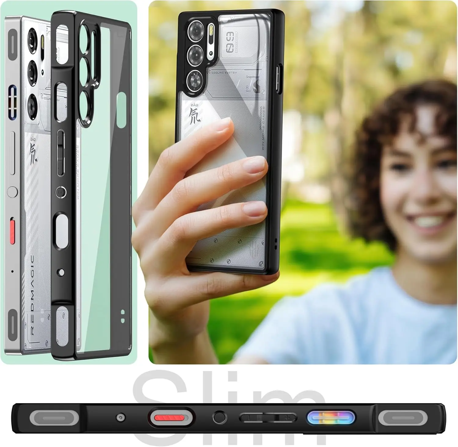 Für Red Magic 9S Pro+ Plus/9 Pro+ Handyhülle, stoßfeste, schlanke, transparente Schutzhülle für ZTE Nubia Red Magic 9 Pro/9S Pro. – Detail 1