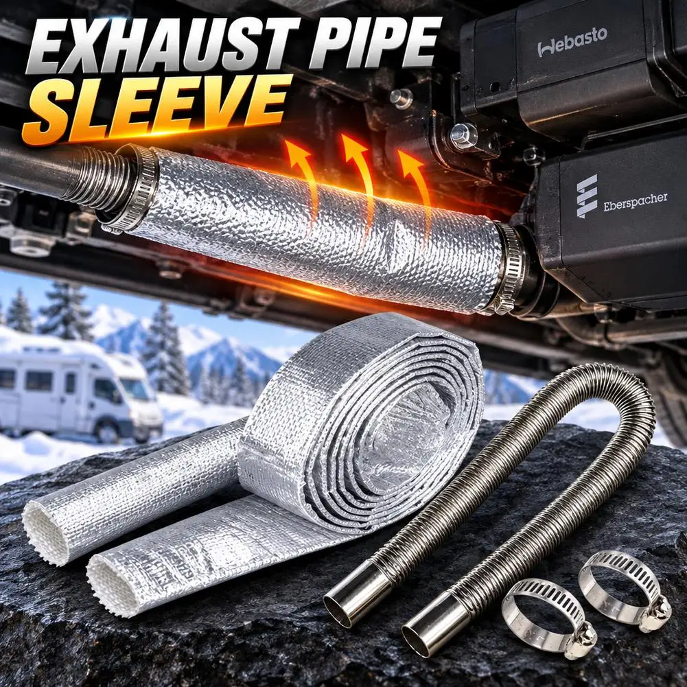 Parking Heater Exhaust Pipe Insulation Sleeve Kit Aluminum Foil Fiberglass Heat Shield Tube Clamps for Webasto Eberspacher RV