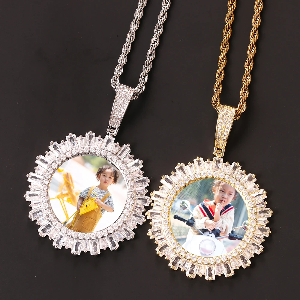 

Trendy Ins Crystal Flower Square Diamond Zircon Necklace for Men And Women DIY Photo Pendant Street Shooting Accessory