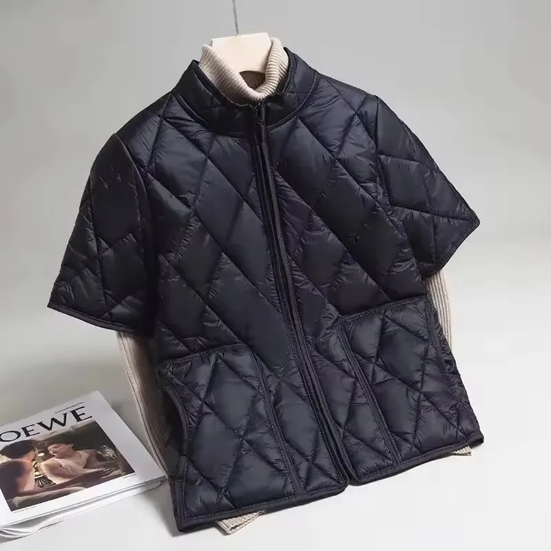 New Down Cotton-Padded Vest Jacket 2025 Autumn Winter Fashion Men Half-Sleeve Parkas Warm Waistcoat Short Outwear