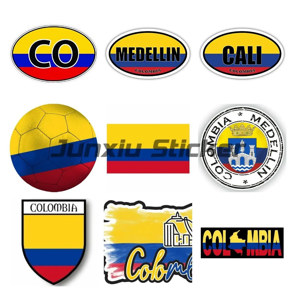 Colombia National Flag Medellin Stamp Seal Sticker Decal for Car Laptop Tablet Fridge Door Decals Stickers