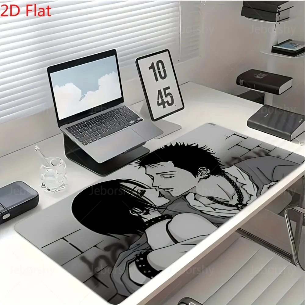Black White Anime Style Couple Large Extended Gaming Mouse Pad Desk Mat