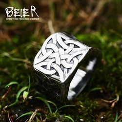 Beier New Design Celtic Knot Weave Viking Symbols Ring For Men Nordic Stainless Steel Odin Rings Amulet Jewelry