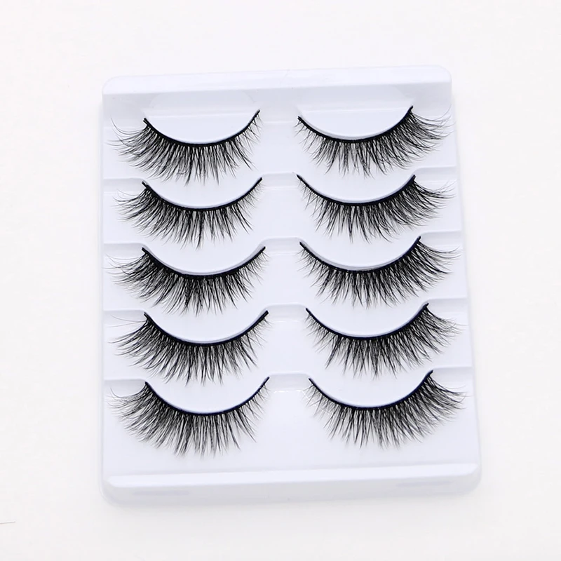 NEW 5Pairs Mink Eyelashes Natural Long 3D Mink Lashes Handmade Fake Lashes Makeup False Eyelash Short Soft Reusable Lashes