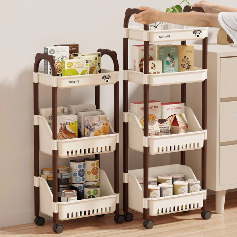 

HQ PP 201 Steel Pipe Household Kitchen Organizers Storage Rack Bathroom Cart Multi-function storage rack with Wheels