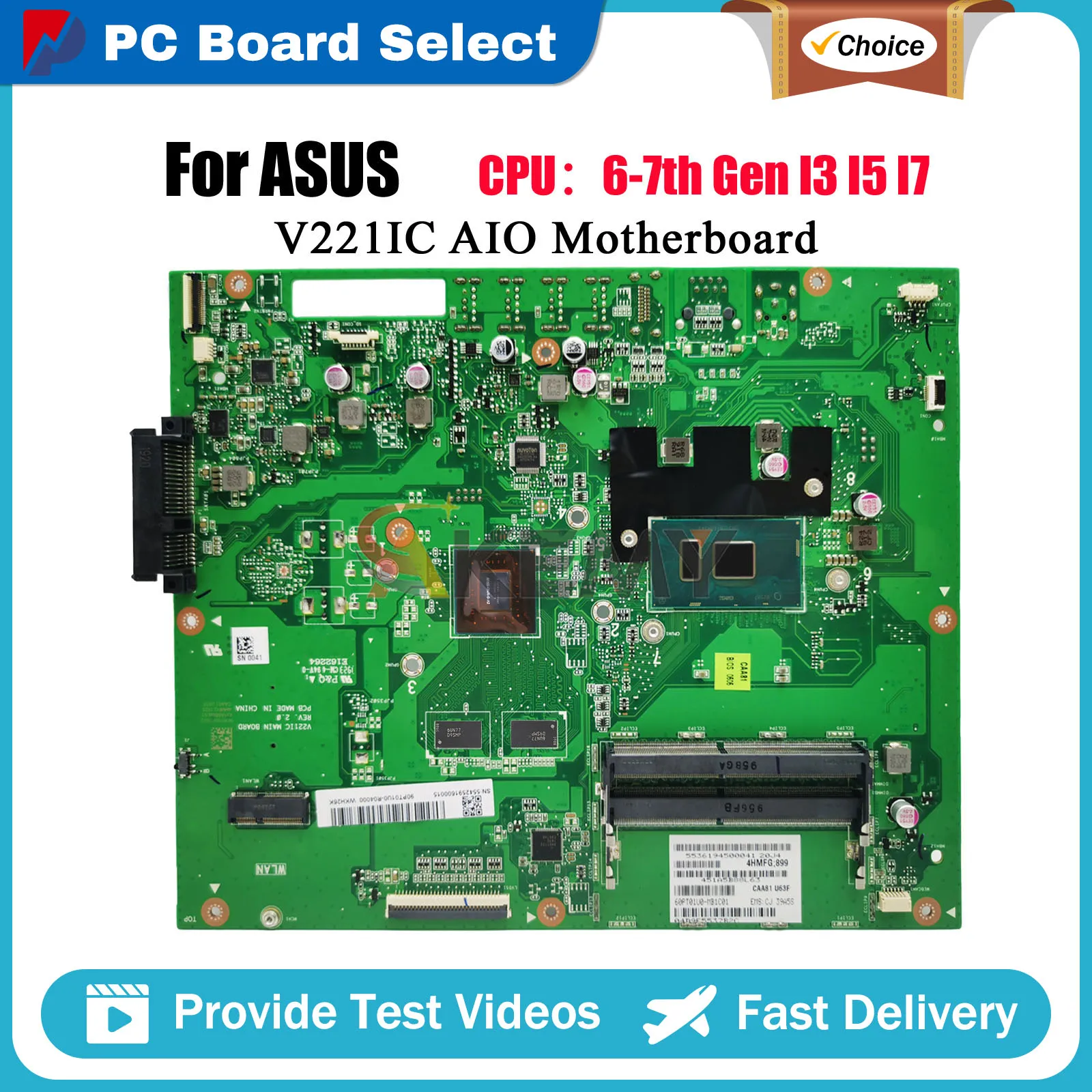 V221IC Motherboard For ASUS Vivo AiO V221ID V221I V221IC Mainboard With I3 I5 I7 CPU 100% tests OK fast shipping High quality