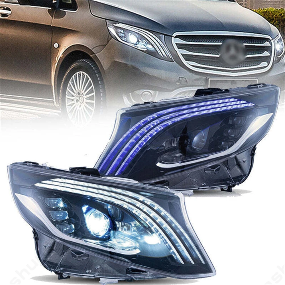 Pair LED Headlight For Mercedes Benz Metris Vito W447 V250 V260 2014 2017 2018 2019-2023 Projector Head Lights Headlamp Lamp DRL