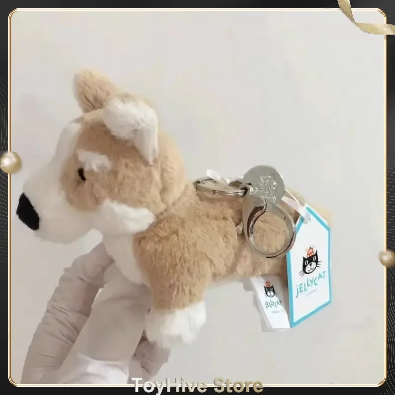Jellycat UK Zabawny, uroczy pluszowy breloczek do kluczy w kształcie szczeniaka corgi, zawieszka do torby, prezent na urodziny, Boże Narodzenie, dostępny od ręki.