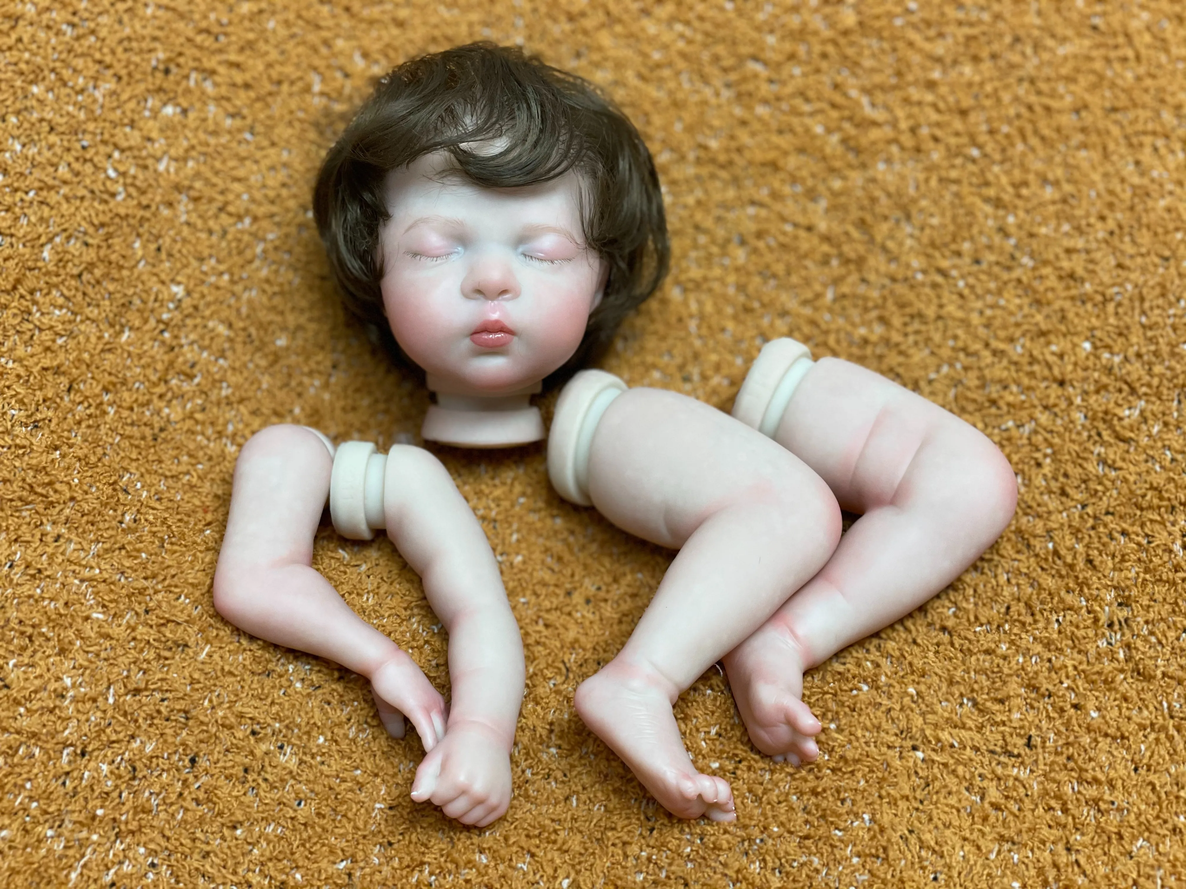 Lifelike Bebe Reborn Boneca Kits, 3D Pintado Bebê Recém-nascido, Desmontagem, 12"