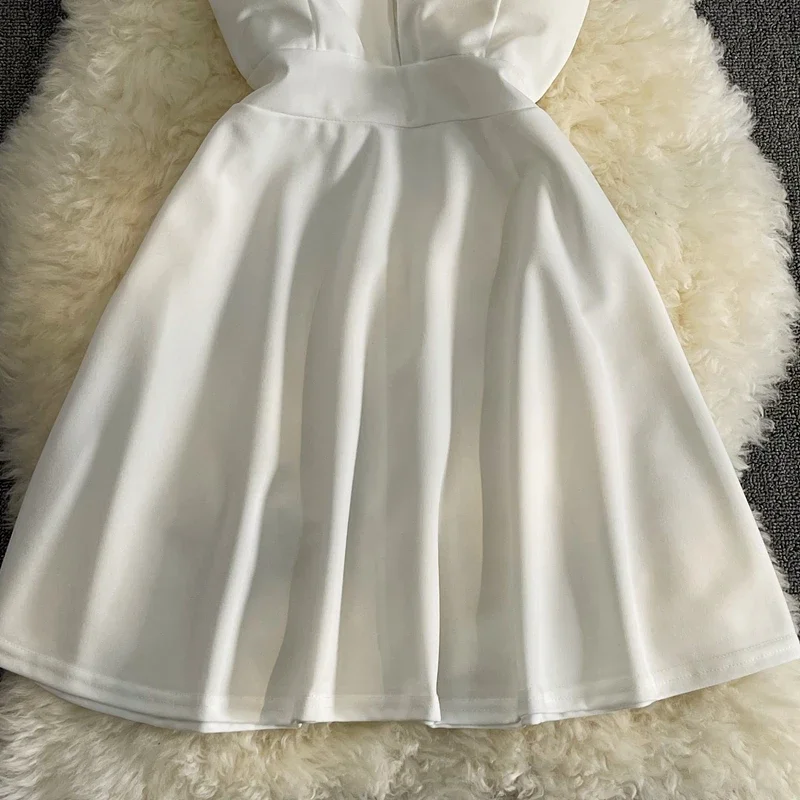 OCEANLOVE Evening Party Dresses Women Solid Spring Summer A-line Vestidos Mujer Korean Fashion Single Shoulder Mini Dress