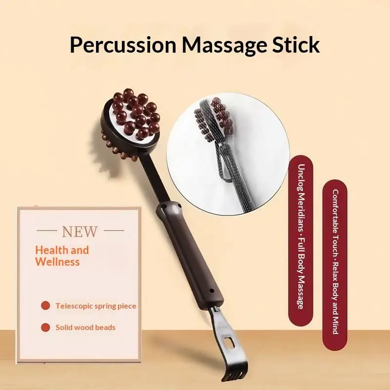 Double-sided Body Beating Massage Hammer 1PC Retractable Design for Neck Back Muscle Relaxation Home Office Portable