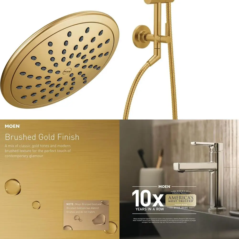 

8 Brushed Gold Fixed Round Showerhead by 6345BG Cia