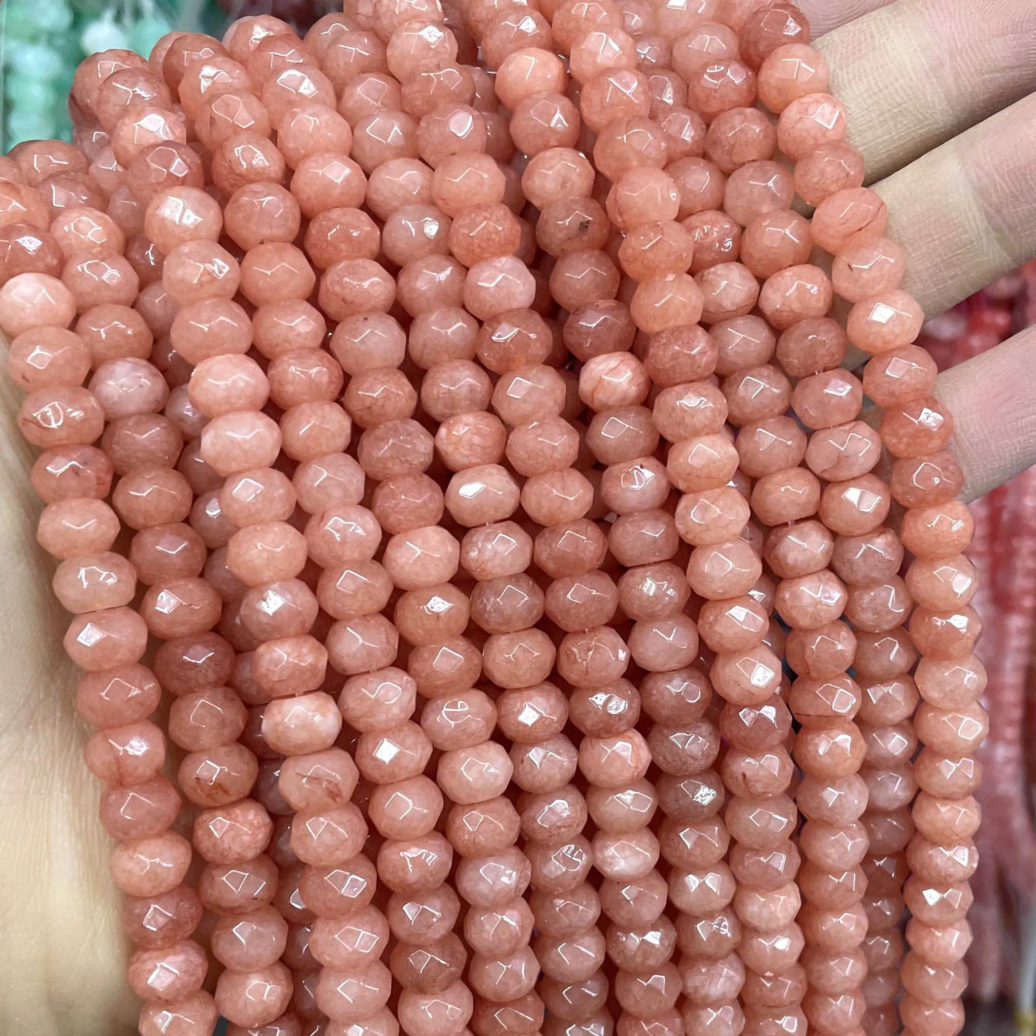 Faceted Natural Stone 5*8mm Rondelle Chalcedony Tourmaline Aquamarines Spacer Beads For Jewelry Making Diy Bracelet Accessories