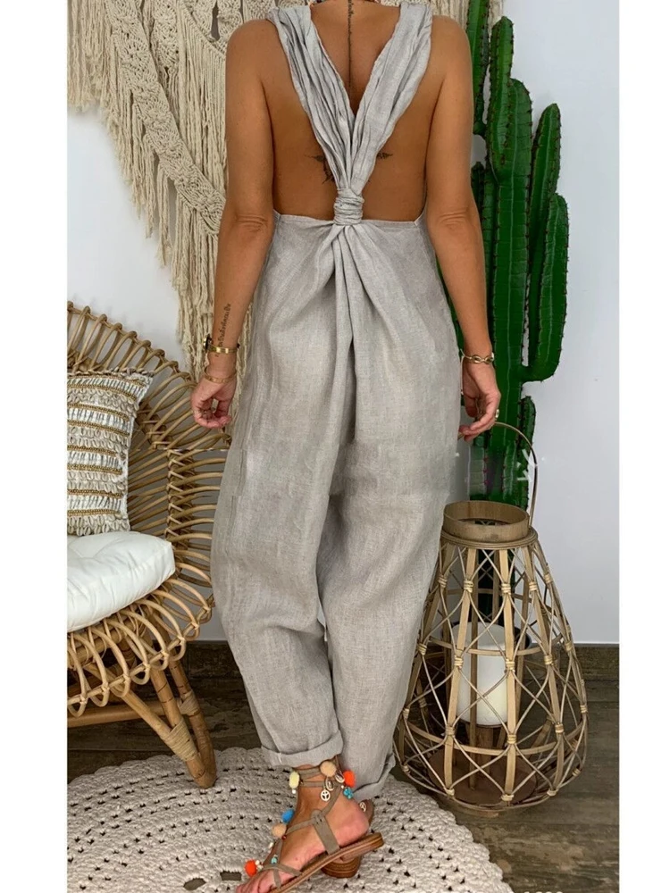 Losse oversized onepiece Susps Wide Street Sle Casual broek Lange broek Dames Faion Herfstcollectie