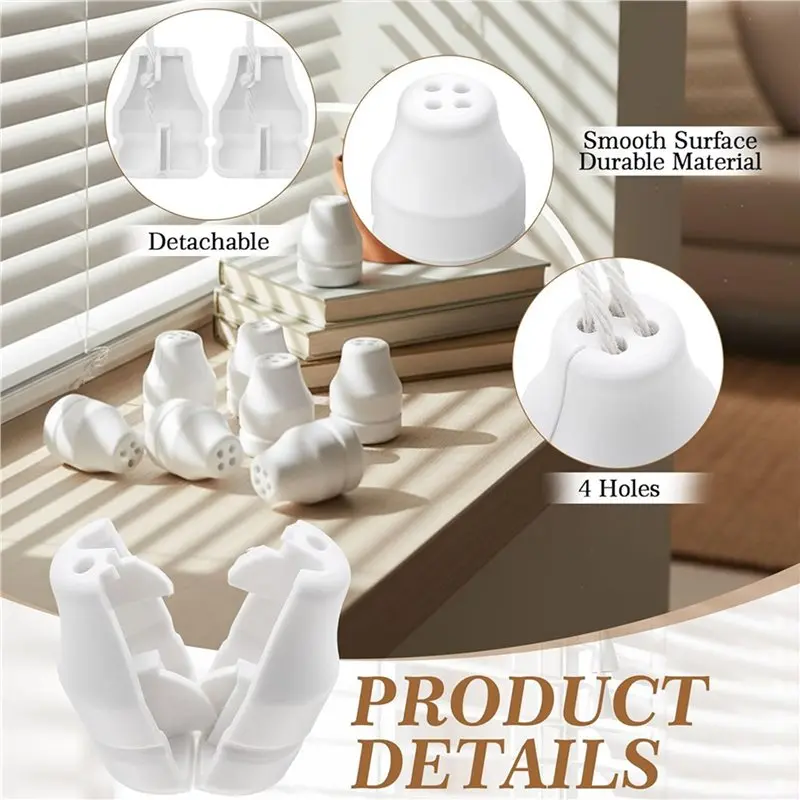 UISN 20 Pack Blind Pull Cord Knobs-Anti-Strangulation Breakaway Design (Bell Shape, 4-Hole) Plastic Tabs, Install Fits Blinds