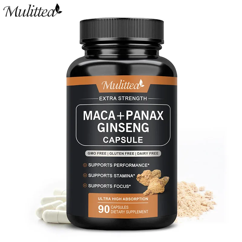 Mulittea 100%Organic Maca Root Capsules 10,000mg Improves Passionate Performance Energy Male Hormones Balance Increase endurance