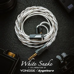 Angelears X Yongse WhiteSnake Edition Sterling Silver+Silver Plated Single Crystal Copper Coaxial Structure Earphone Cable