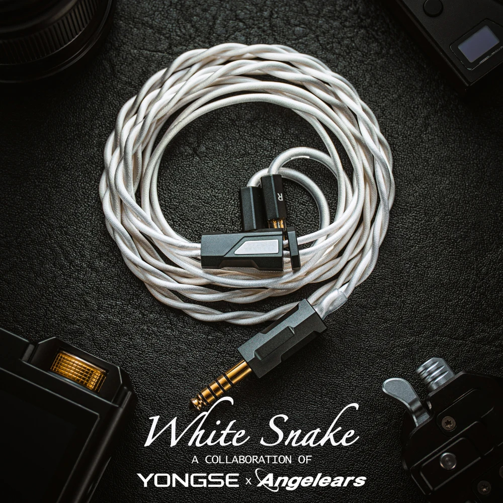 Angelears X Yongse WhiteSnake Edition Sterling Silver+Silver Plated Single Crystal Copper Coaxial Structure Earphone Cable