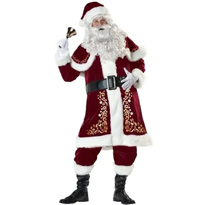 

M-6XL Large Size Santa Claus Costume for Men Santa Suit Adults 8/12pcs Mens Deluxe Christmas Outfit Suits Xmas Adult Cosplay