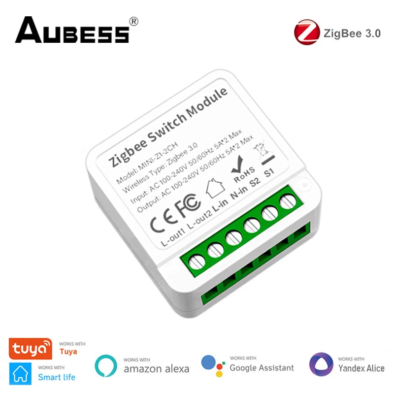 Tuya Zigbee Smart Switch Module 1/2/3/4 Gang 2 Way Control DIY Breaker Smart Home funziona con Alexa Google Home 33 Alice