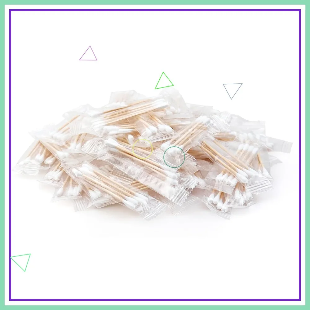 200 Pack Individually Wrapped Cotton Swabs, Double Tipped Wooden Sticks for Ear & Makeup