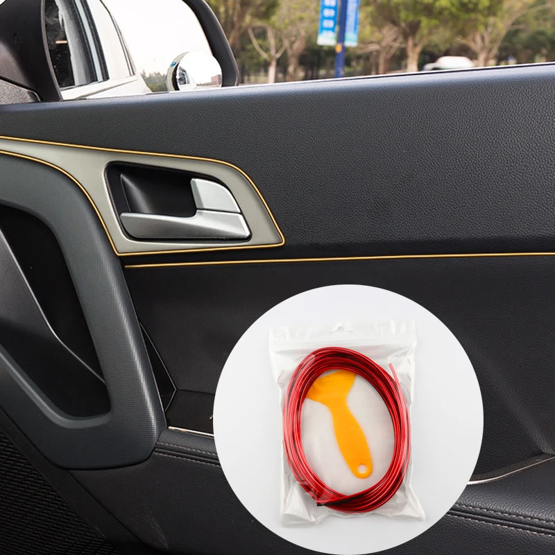 5 meters Interior Car Moulding Trim Stripes Soft & Flexible Anit-Scratch Dashboard Door Decorative Strip Car Cover Trim