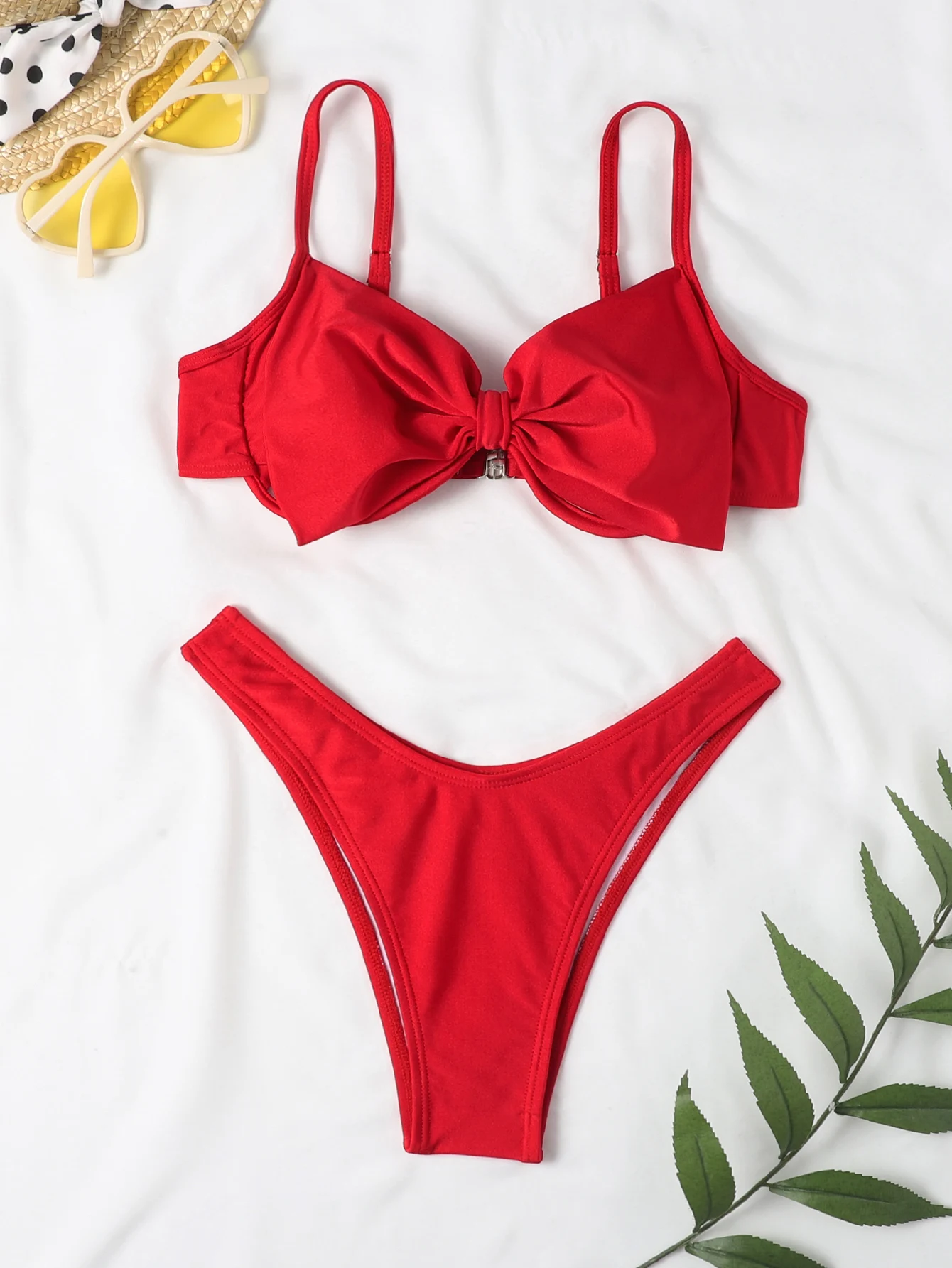 Bowknot Bikini 2025 Donna Push Up Costume da bagno Solid Strape Costumi da bagno Donna Bagnanti Costume da bagno Costume da bagno femminile Beachwear