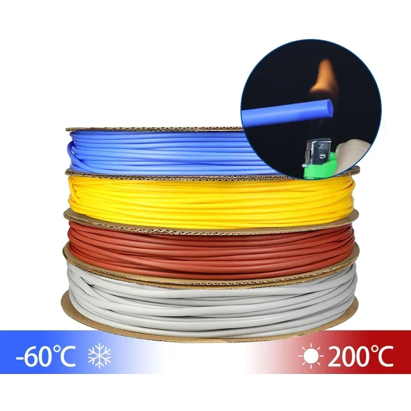 1/5M Dia 0.8/1/1.5/2/2.5/3/3.5/4/5/6/7/8/10/12/15/20/25/30mm 1.7:1 Silicone Heat Shrink Tube Thermal Cable Sleeve Insulate