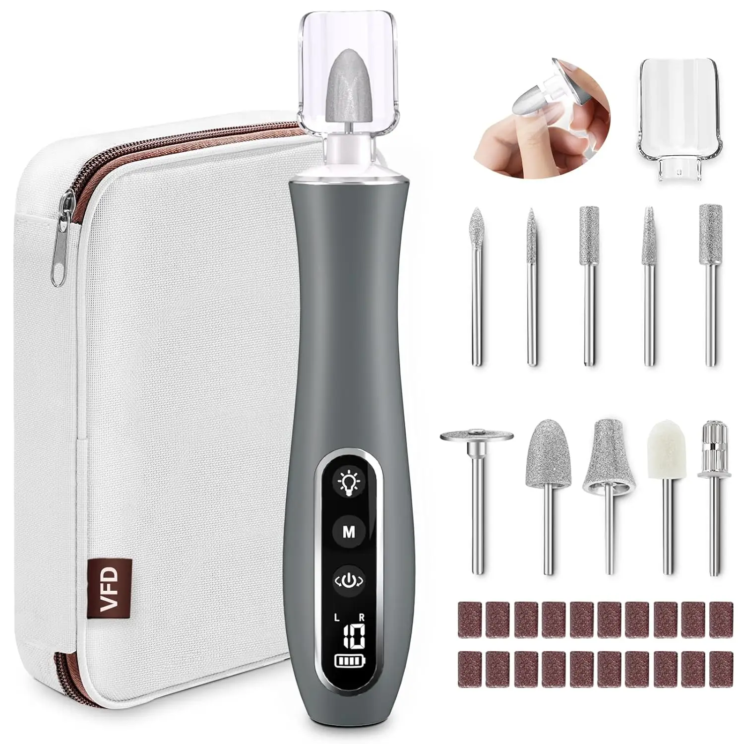 

Electric Nail File Drill, Cordless 2000 mAh Rechargeable Nail Filer Electric, Portable Nail Dril 10 Speeds Professional Machine
