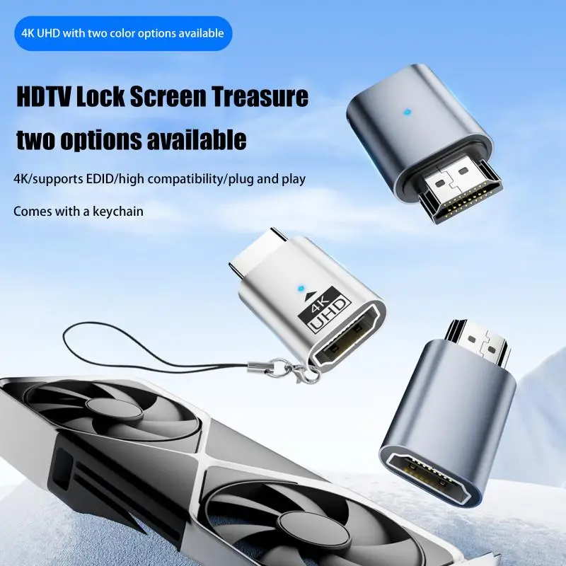 4k@60Hz -compatible Male To Female HDR Virtual Monitor EDID Emulator For PC HDTV Laptop Projector Adapter