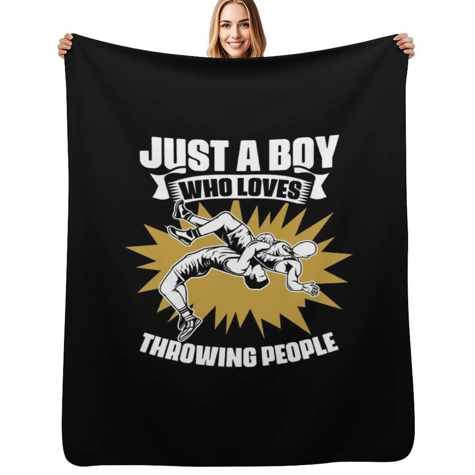 Manta de lana suave y peluda para dormitorio y sala de estar, diseño de luchador de lucha libre, para fanáticos de los deportes de lucha libre, ideal para regalar a un chico que ama la lucha libre.