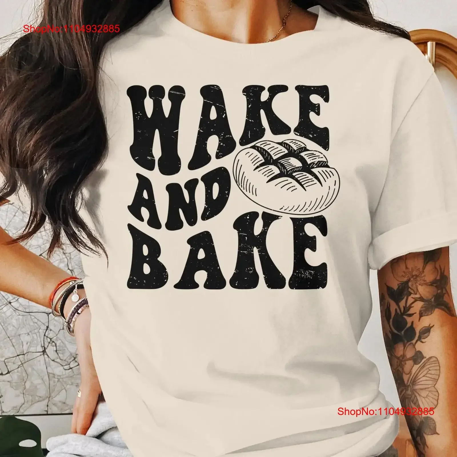 

Wake And Bake T Shirt Funny Bread Lover Bakery Humor Unique Baking Idea Trendy Foodie Apparel vintage Washed Casual Soft