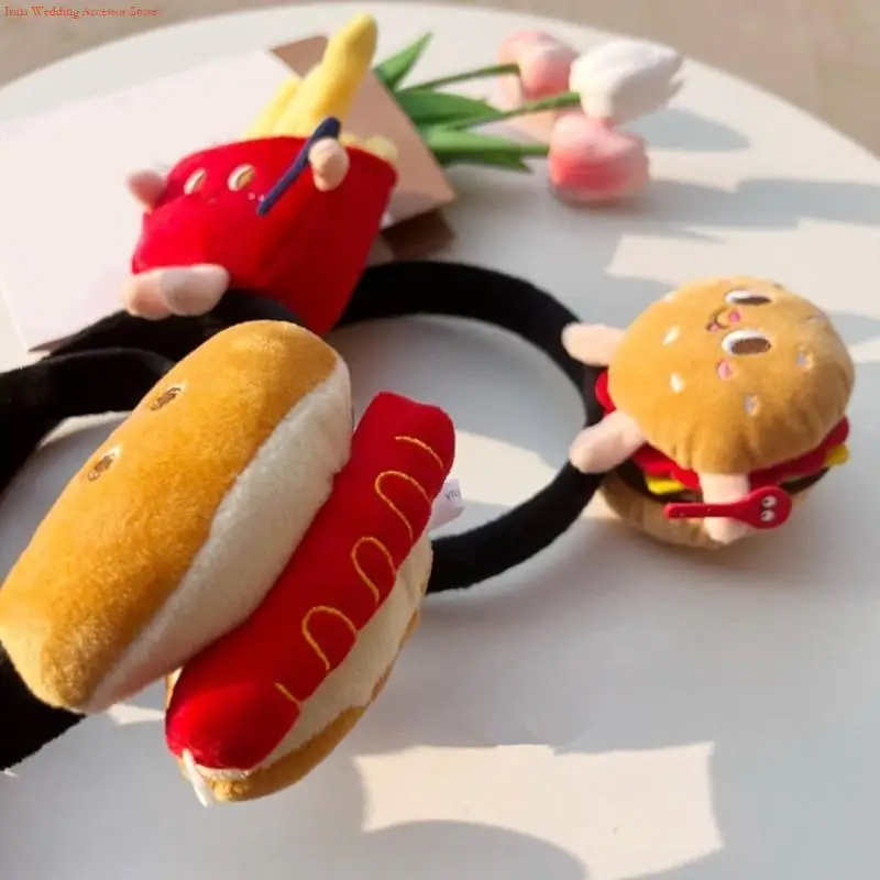 G92D Cartoon Stuffed Chicken Leg Hair Hoop Photoshoots Hair Holder Halloween Party Costume Headwear for Children Women
