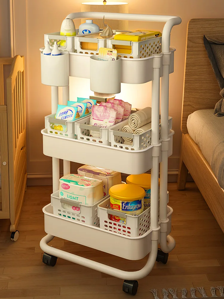 

Baby Supplies Floor Standing Multi-layer Storage Ra Bedroom Mobile Sna Organizer Kitchen Newborn Nursery Plastic elf