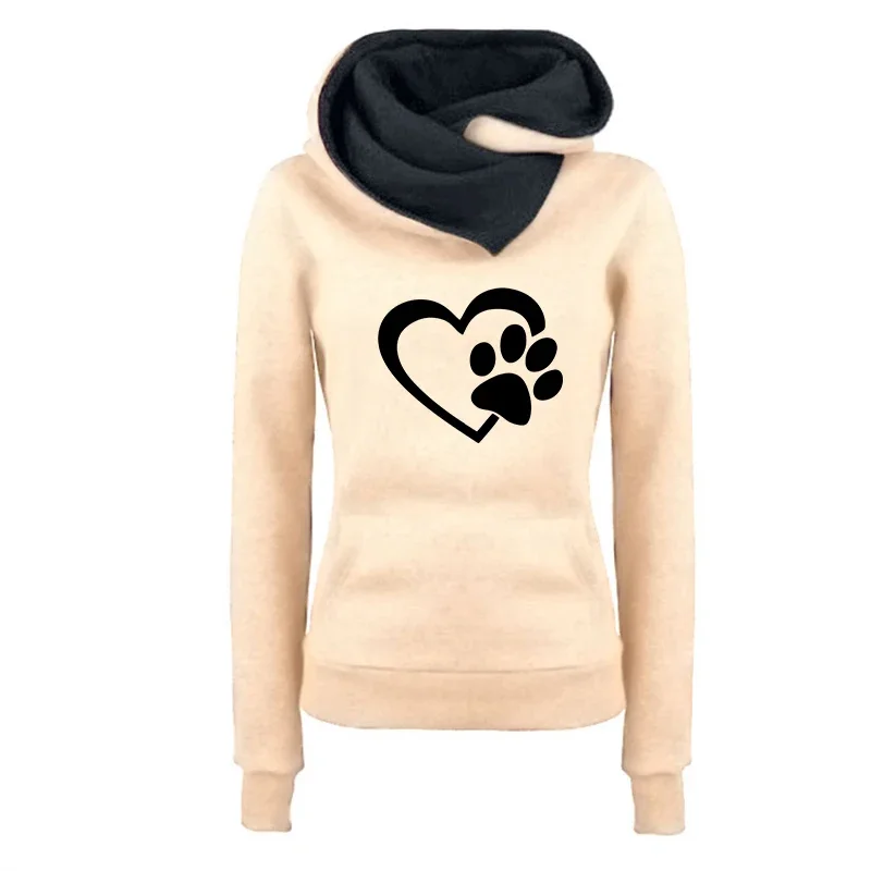 2026 Damen Urban Fashion Warmer Luxus Pullover mit Katzenpfoten-Print für Frauen Herbst Winter Täglicher Casual Sportlicher Kapuzenpullover – Detail 2