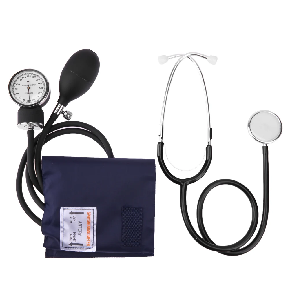 Manual Arm Blood Pressure Monitor Stethoscope Aneroid Tensiometer Meter Gauge Kit Doctor Tonometer Health Monitors