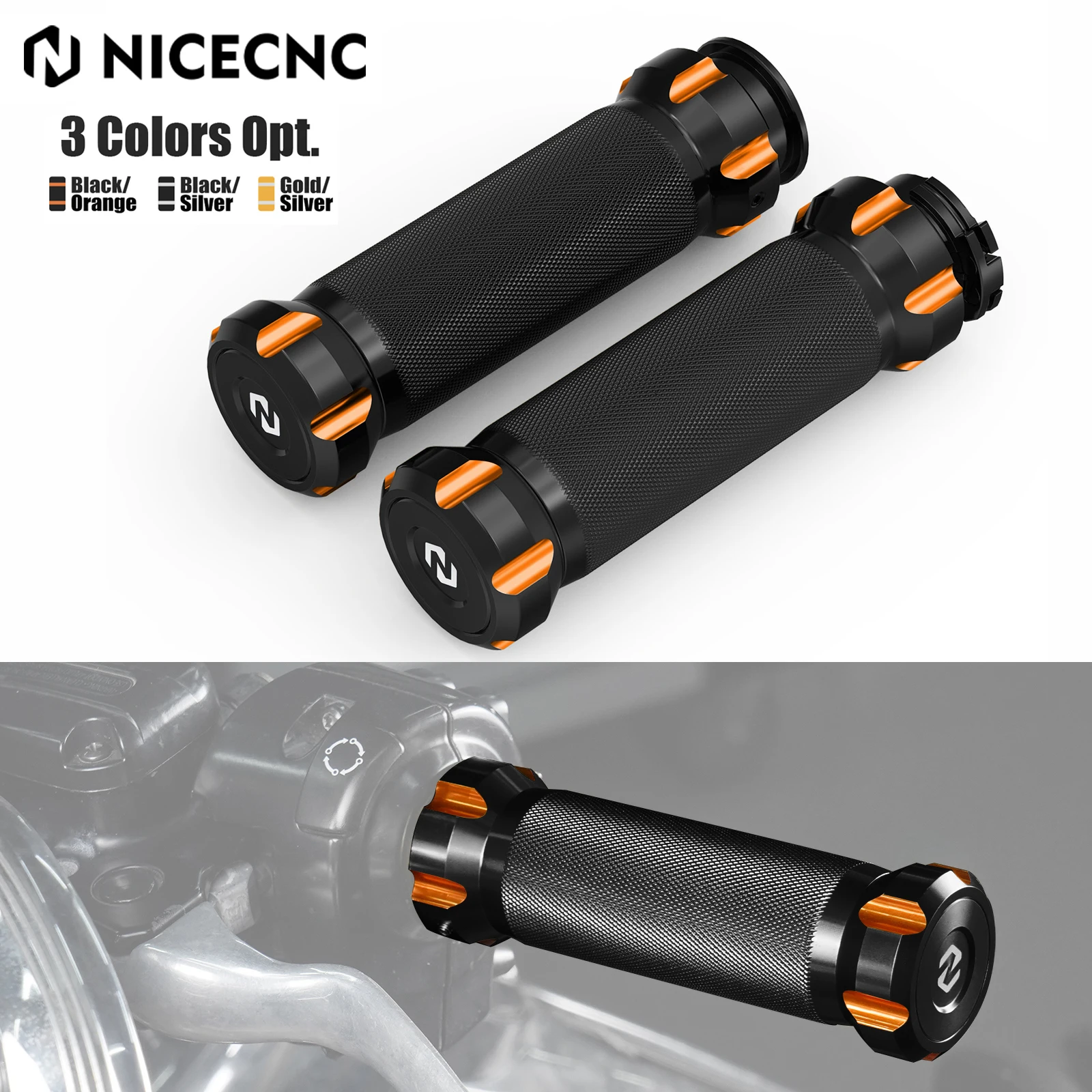 For Harley Dyna Fat Bob Low Rider Street Bob 2008-2017 NICECNC Hand Grips Road King FLHR Street Glide FLHX Softail	Standard