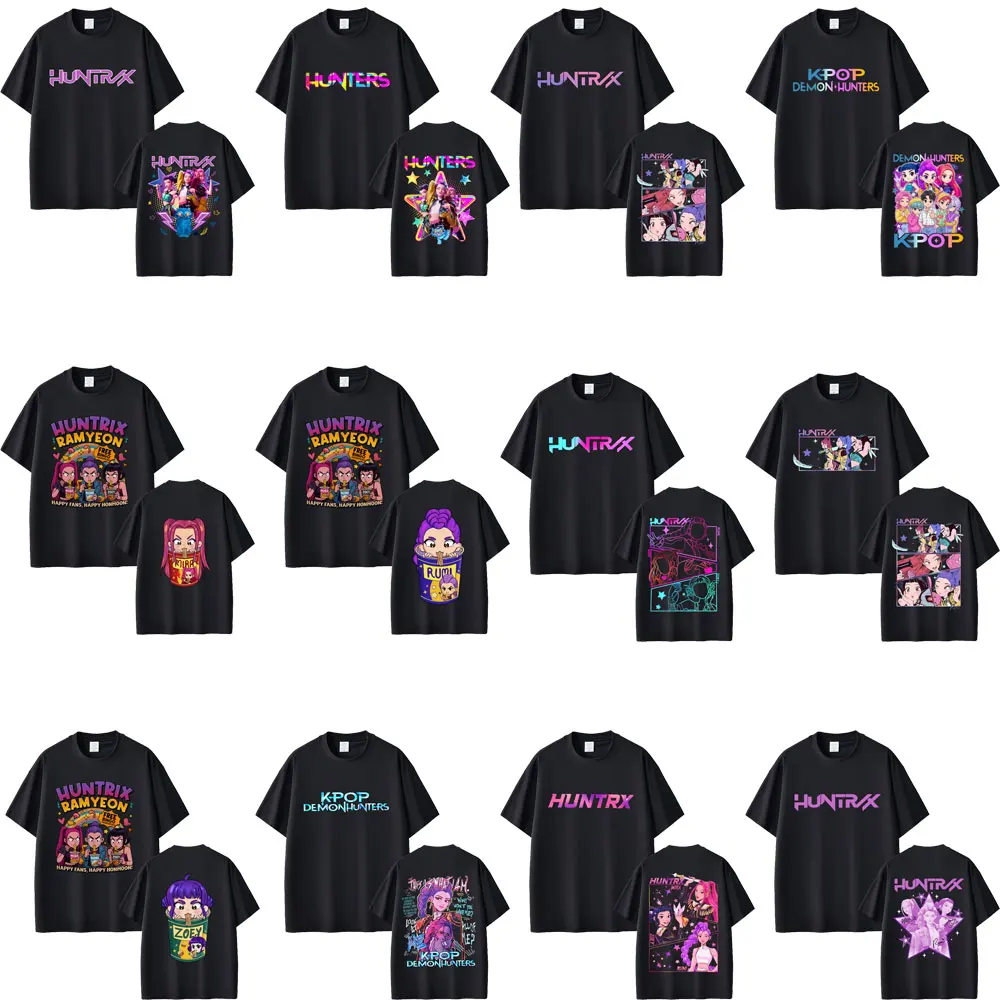 

Movie KPop Demon Hunters Rumi Mira Zoey and Saja Boys and Derpy Tiger Graphic T-shirts Men Women Casual Cotton Oversized T Shirt