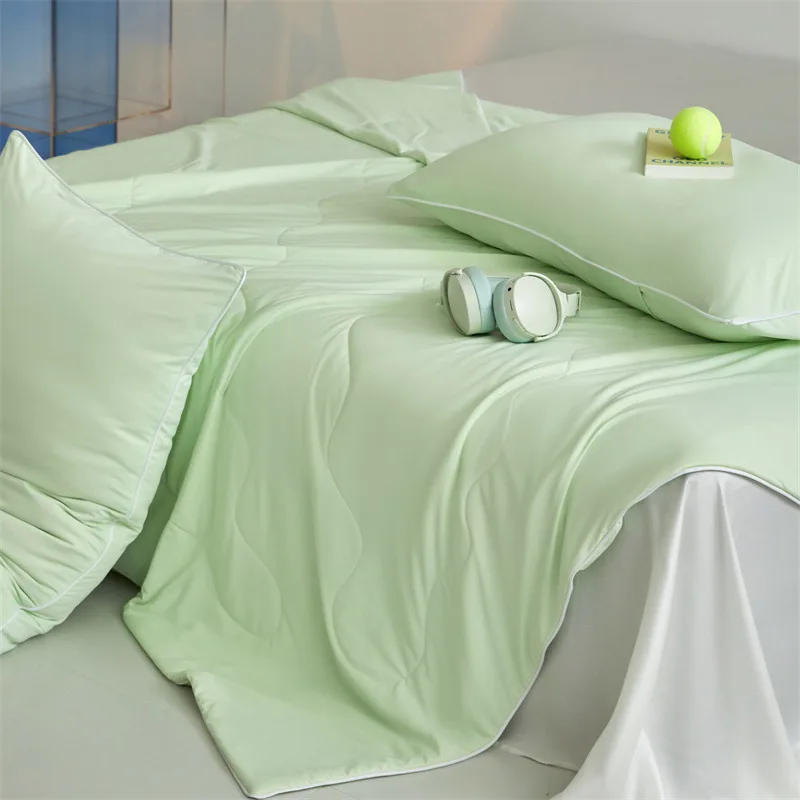 Cool Silk Air Conditioner Quilt Single Solid Wave Grid Ice Cream Fabric Machine Washable Summer Cooling Blanket