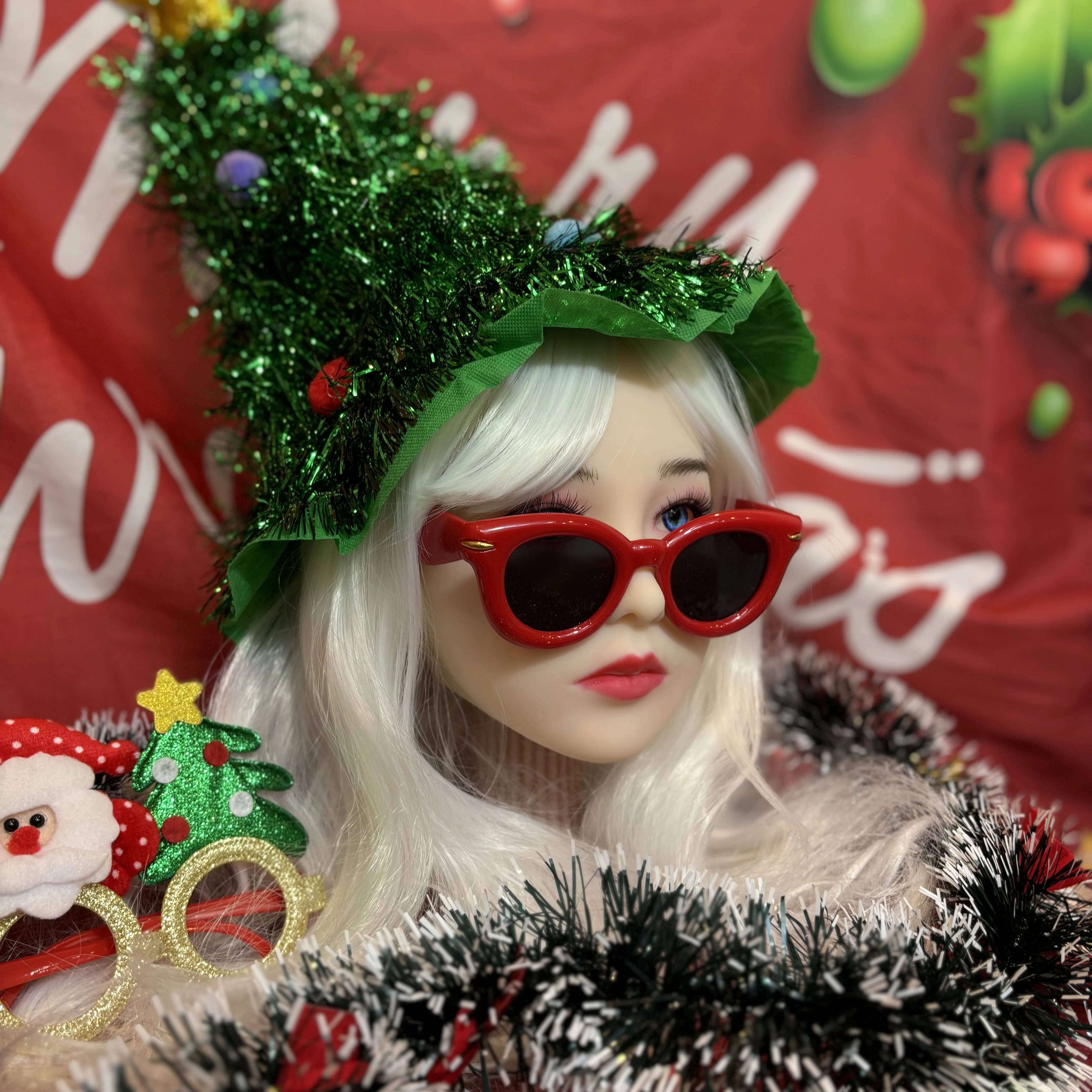 Modelo novo da cabeça das mulheres do natal, simulando a cabeça das mulheres, material do TPE, brinquedo adulto dos homens, macio (nenhuma decoração enviada)